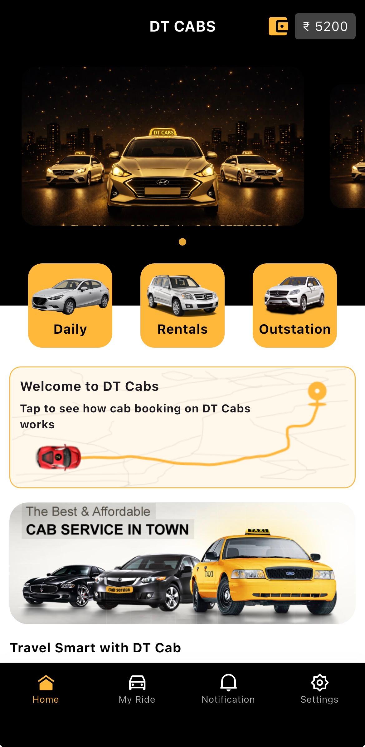 DT Cabs App Screenshot